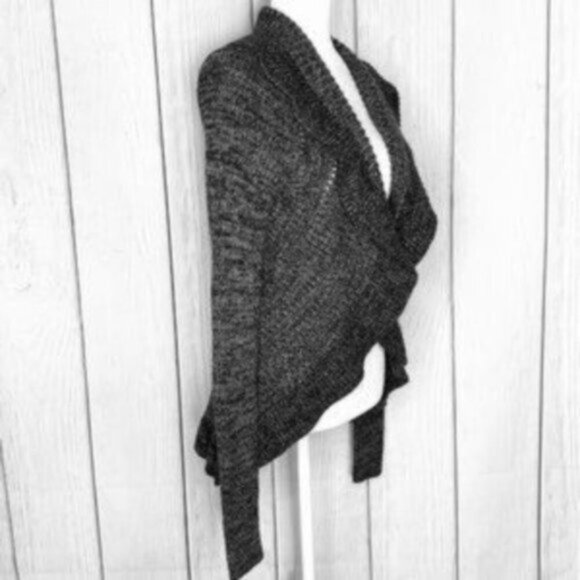 Express Gray & Black Chunky High Low Cardigan Sweater - Picture 3 of 4